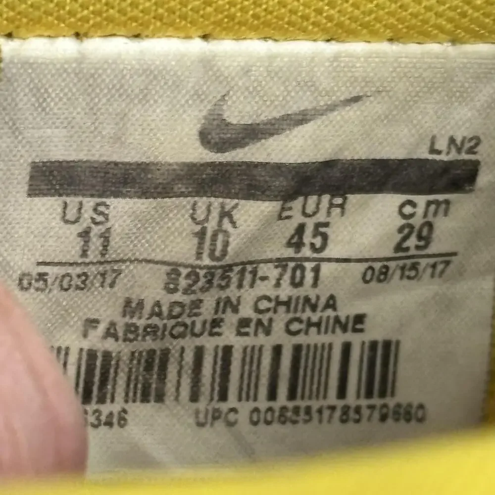 Nike Air Force 1 07 LV8 Shoes Mens Size 11 Yellow Black NBA AF-1 823511-701